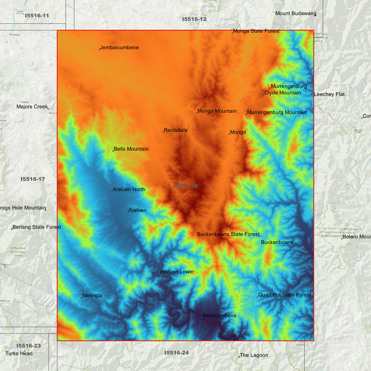 Araluen 1m & 2m Digital Elevation Models (I5516-18)