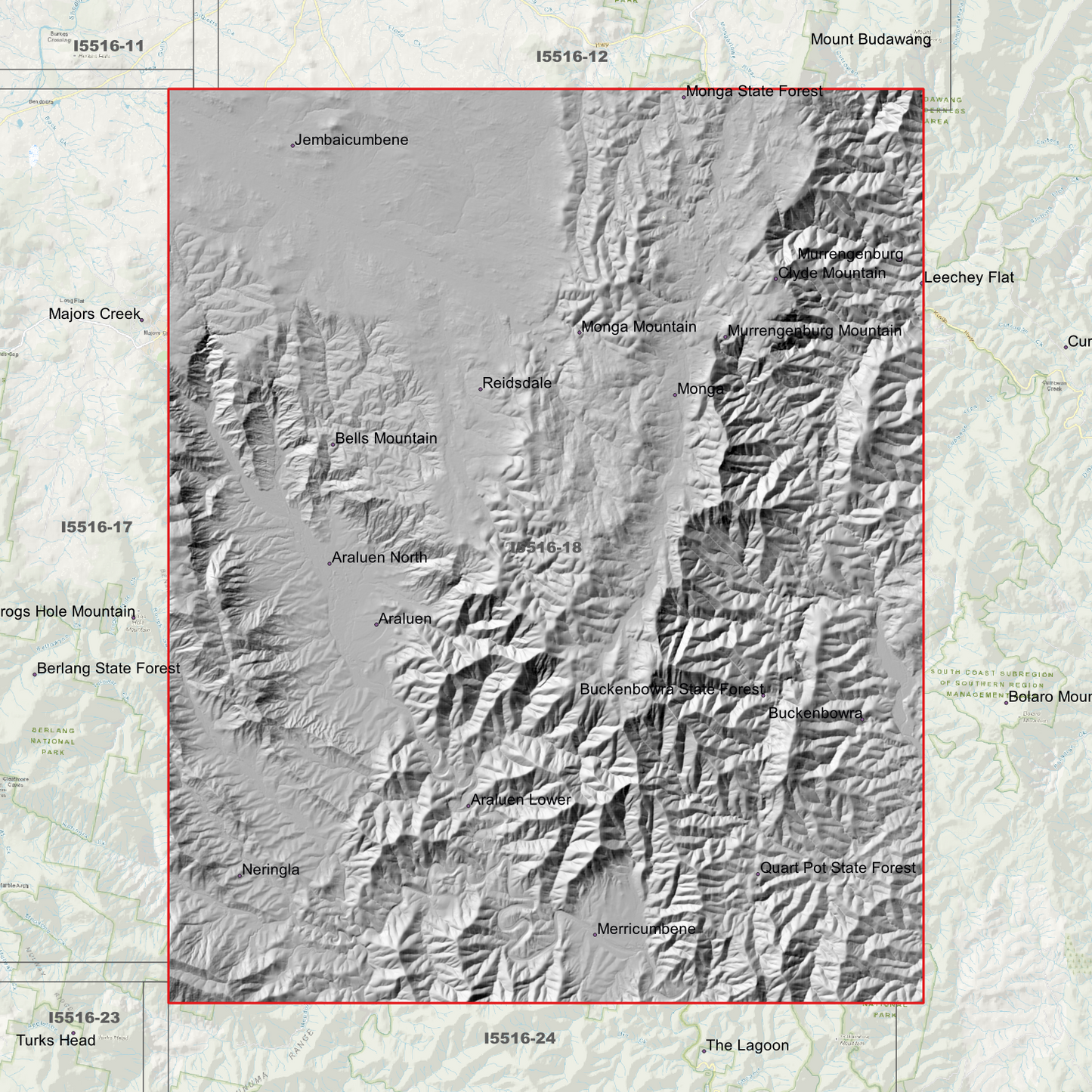 Araluen 1m & 2m Digital Elevation Models (I5516-18)