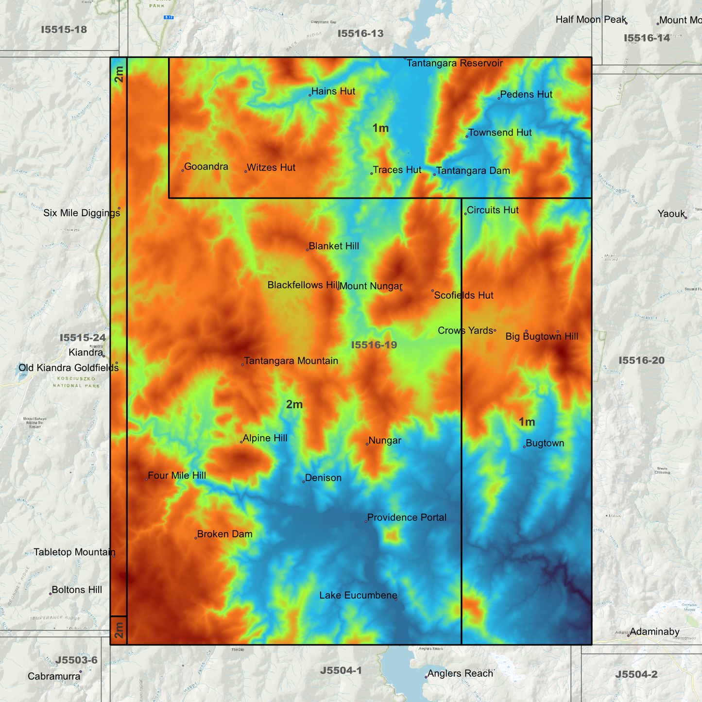 Bugtown 1m & 2m Digital Elevation Models (I5516-19)