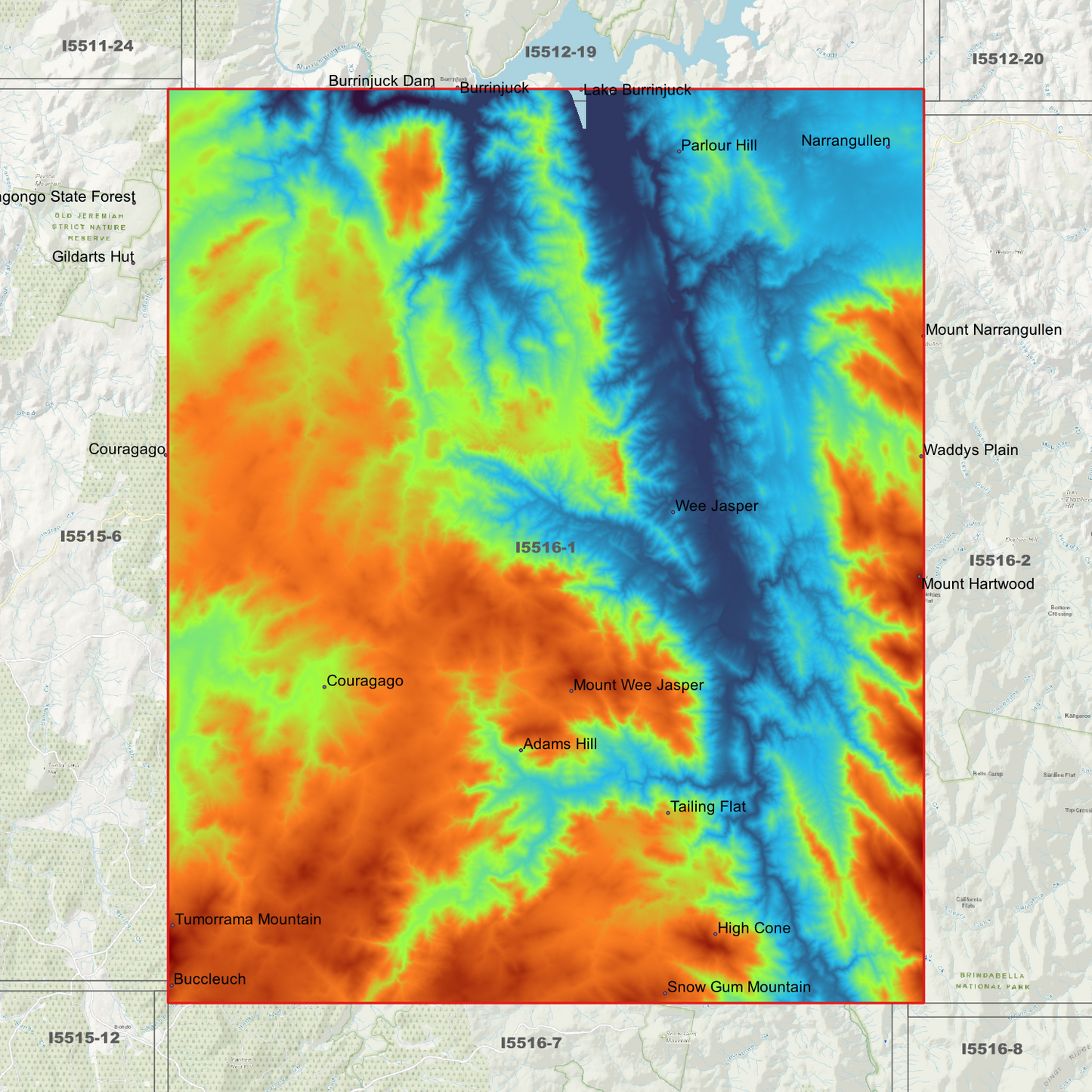 Wee Jasper 1m & 2m Digital Elevation Models (I5516-1)