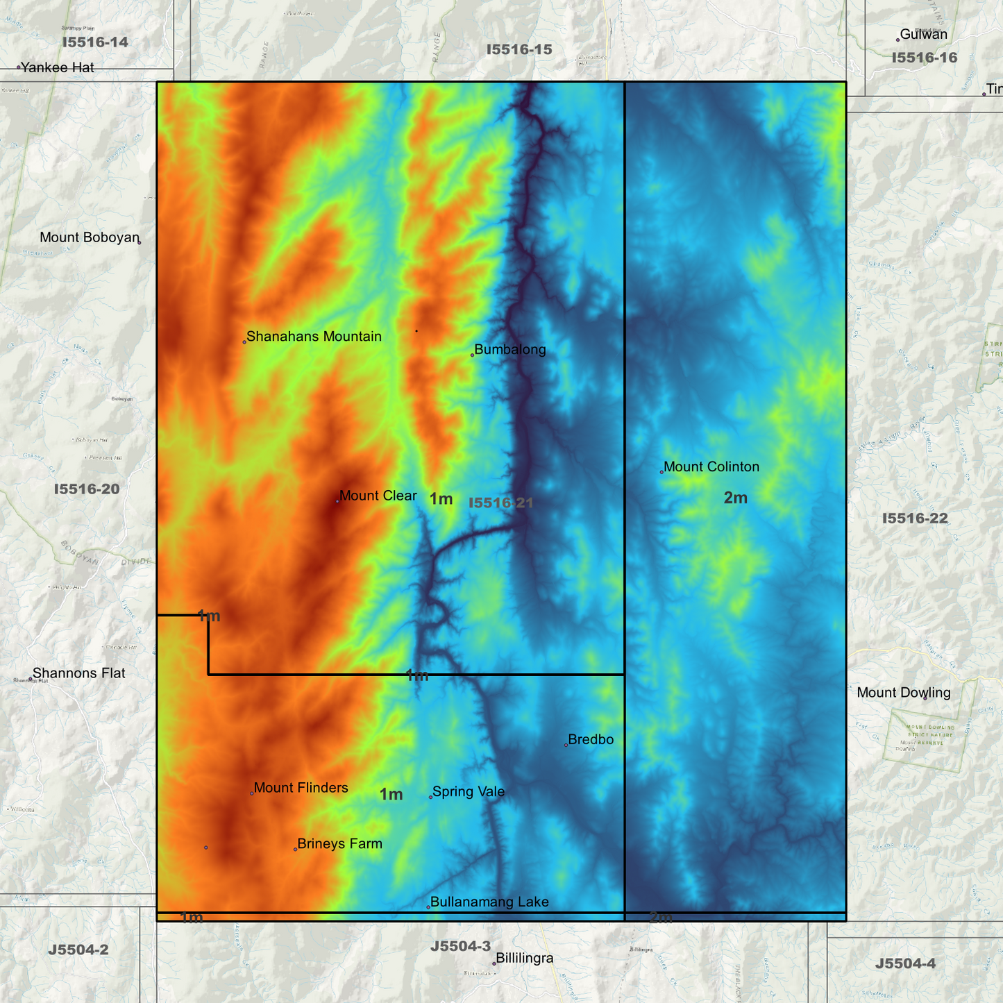 Bredbo 1m & 2m Digital Elevation Models (I5516-21)