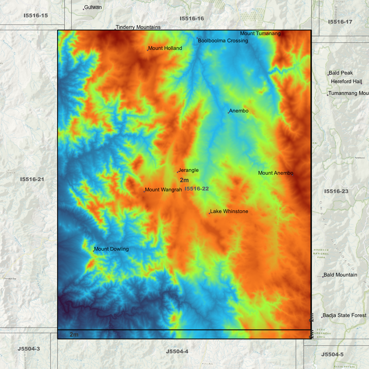Jerangle 2m Digital Elevation Models (I5516-22)
