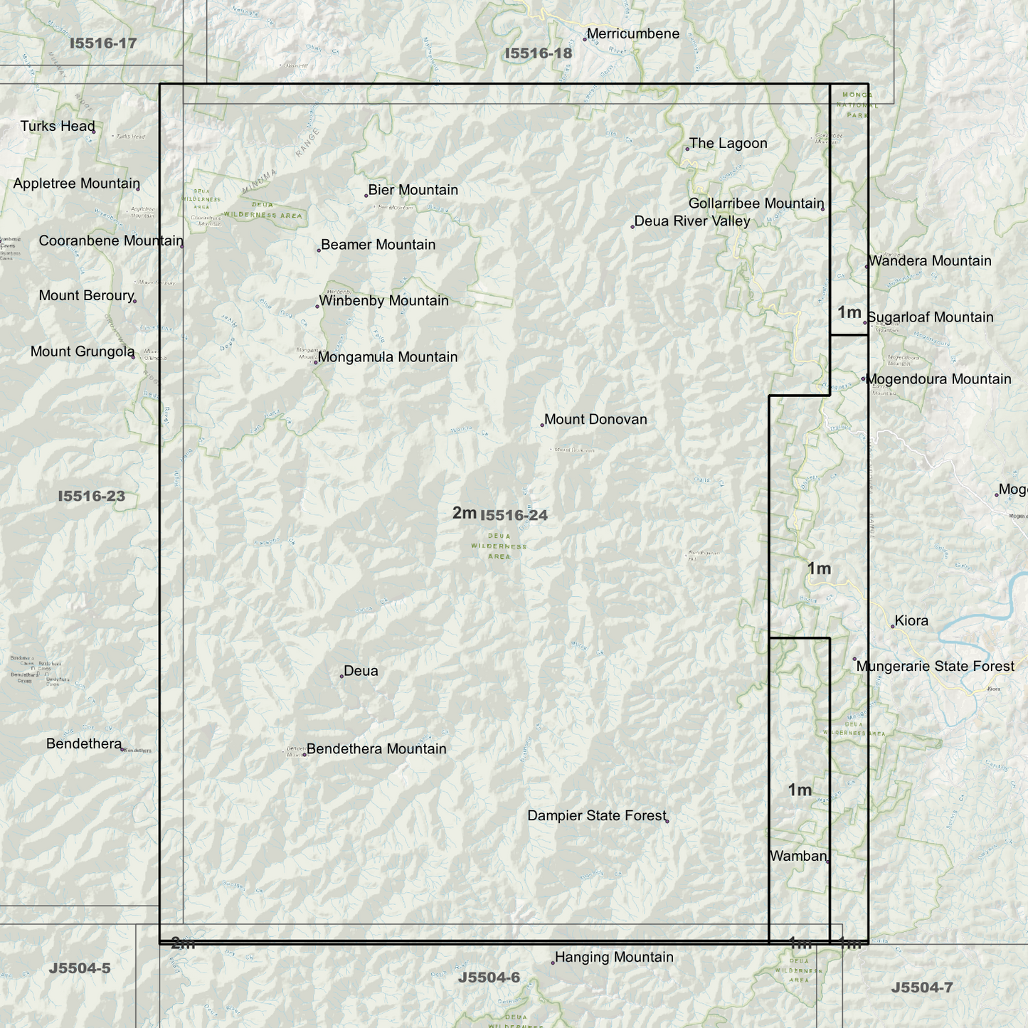Deua 1m & 2m Digital Elevation Models (I5516-24)