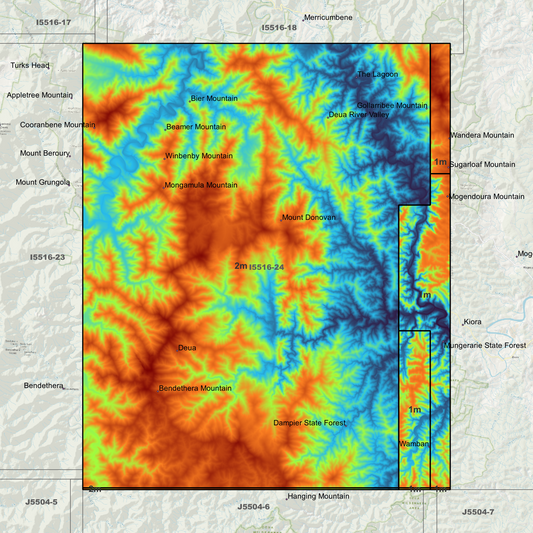 Deua 1m & 2m Digital Elevation Models (I5516-24)