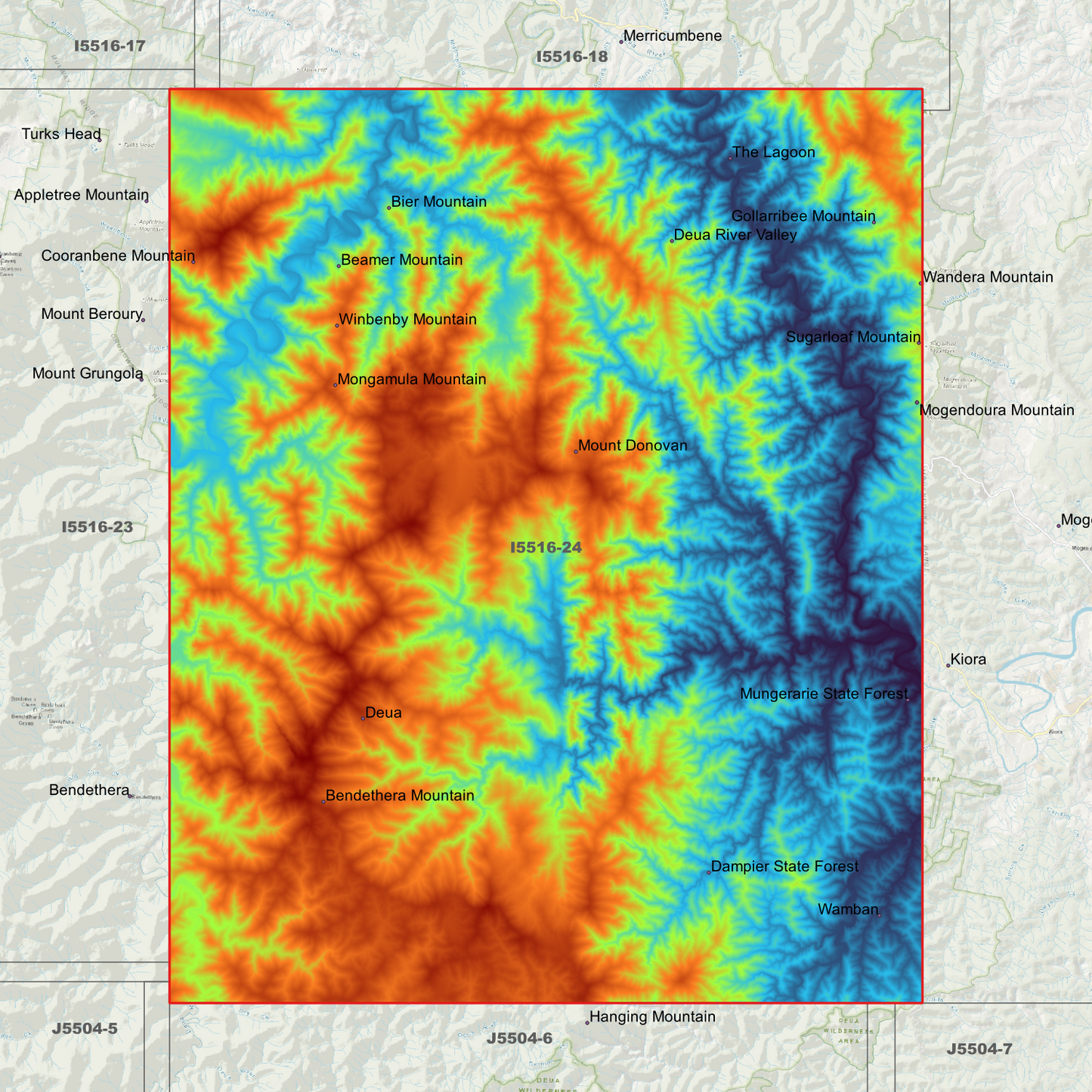 Deua 1m & 2m Digital Elevation Models (I5516-24)