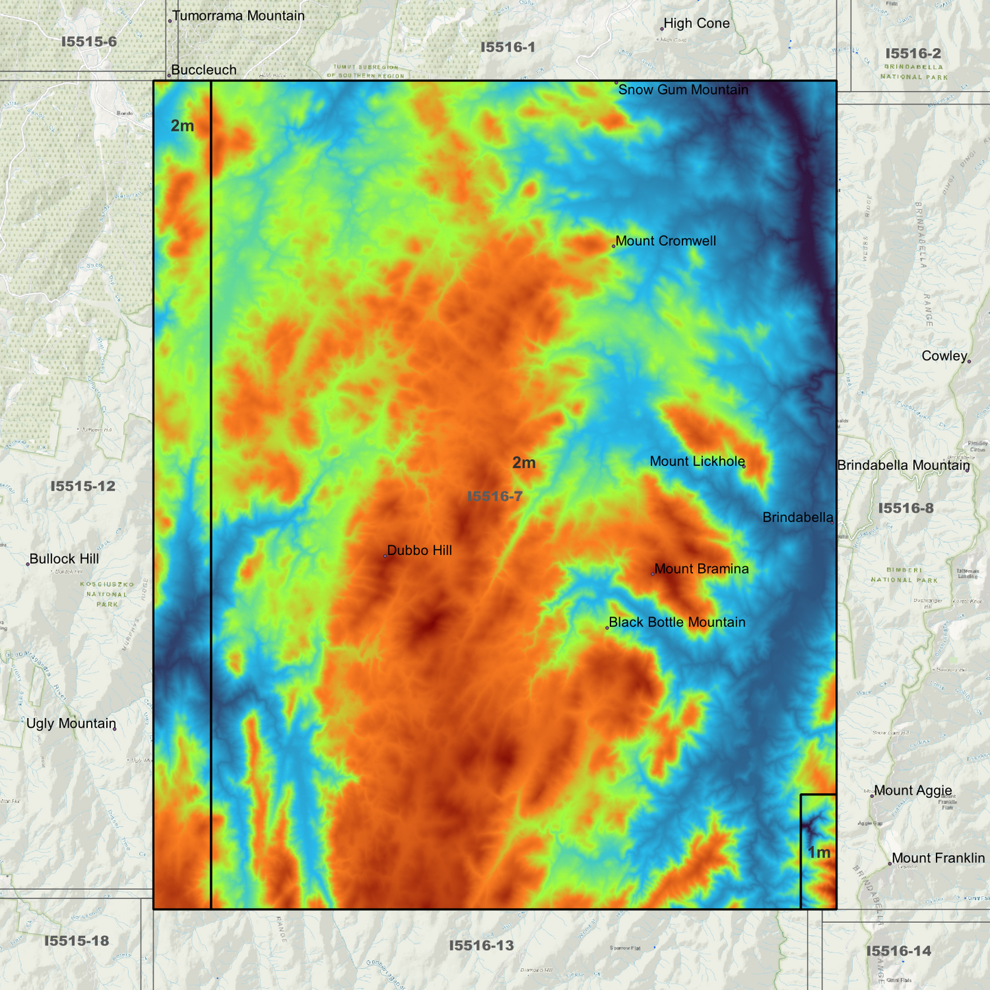 Bramina 1m & 2m Digital Elevation Models (I5516-7)