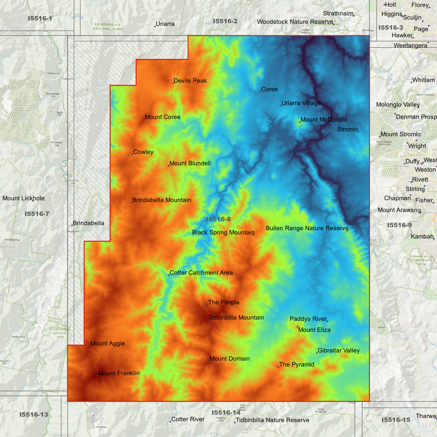Brindabella 1m & 2m Digital Elevation Models (I5516-8)