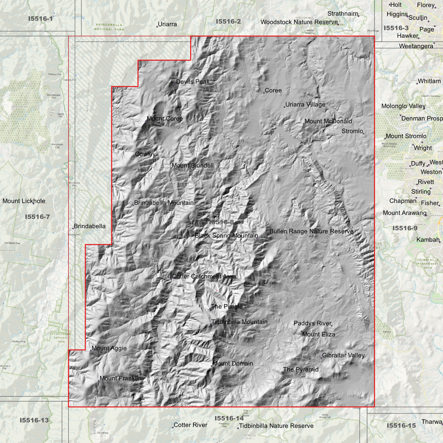 Brindabella 1m & 2m Digital Elevation Models (I5516-8)