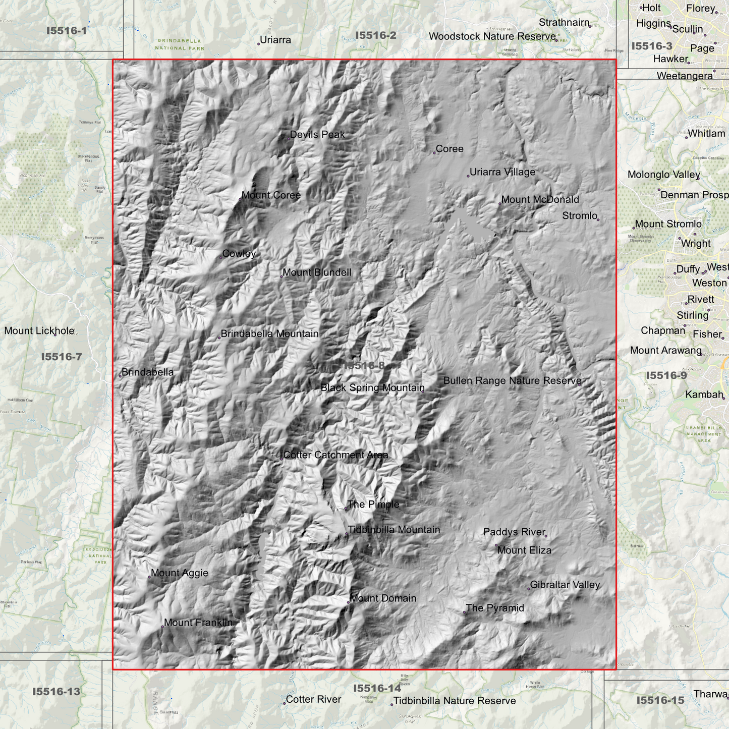 Brindabella 1m & 2m Digital Elevation Models (I5516-8)