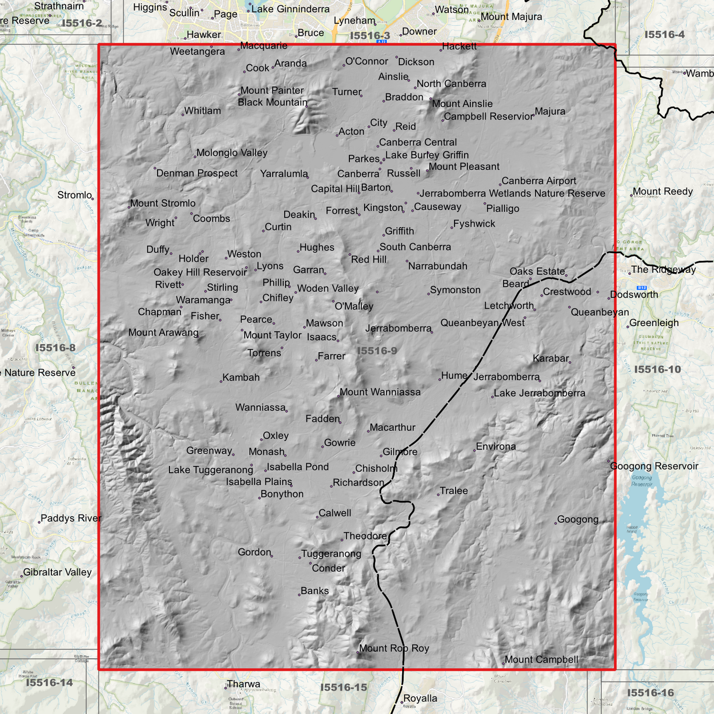 Canberra 1m Digital Elevation Model (I5516-9)