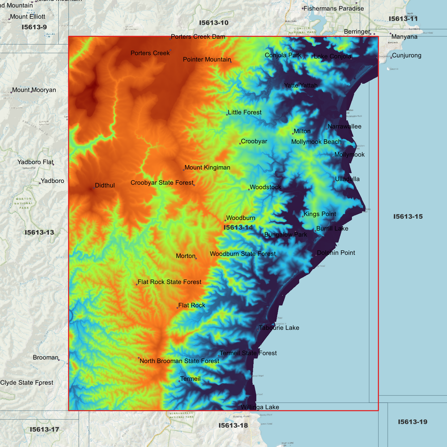 Ulladulla 1m and 2m Digital Elevation Models (I5613-14)