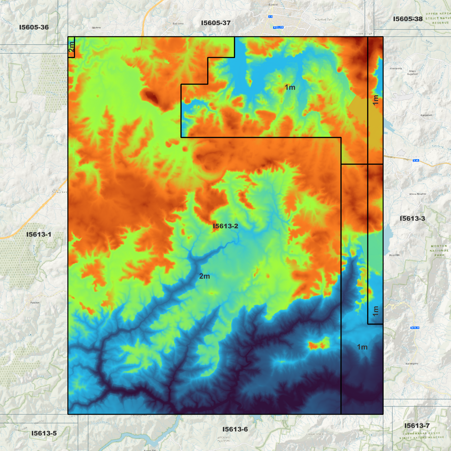 Bundanoon 1m & 2m Digital Elevation Models (I5613-2)