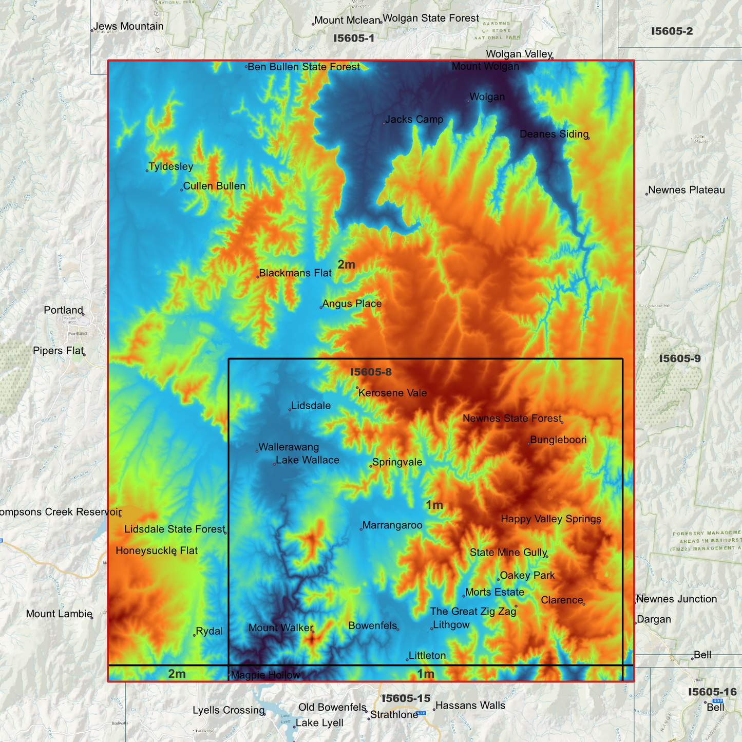 Wallerawang 1m & 2m Digital Elevation Models (I5605-8)