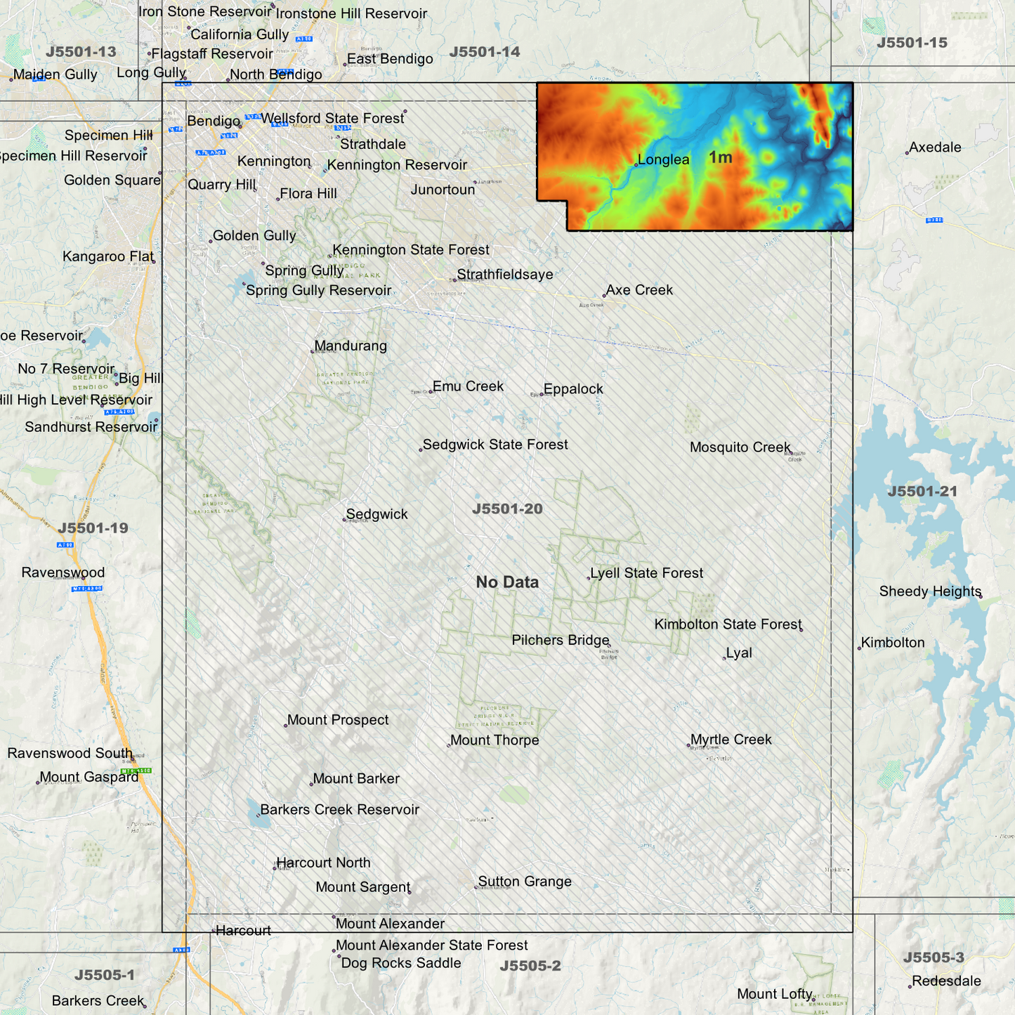 Bendigo 1m Digital Elevation Models (J5501-20)