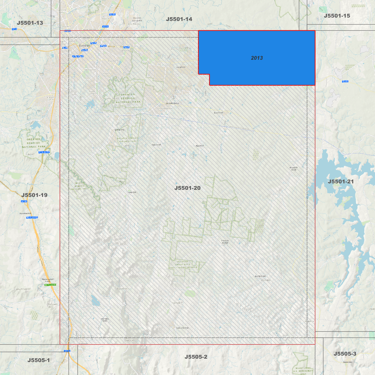 Bendigo 1m Digital Elevation Models (J5501-20)