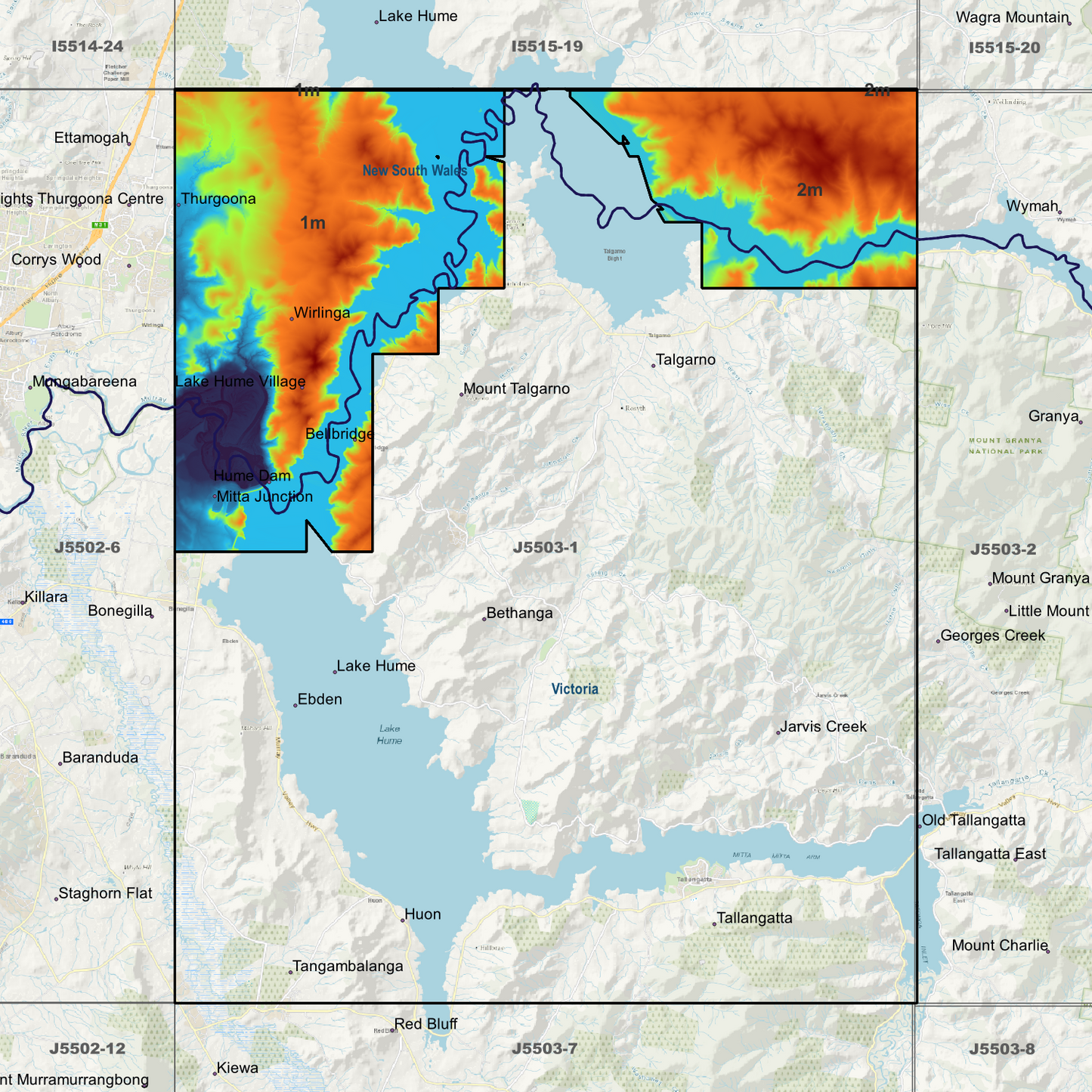 Hume Dam 1m & 2m Digital Elevation Models (J5503-1)