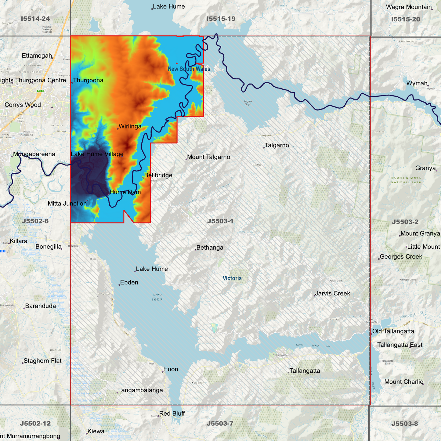Hume Dam 1m & 2m Digital Elevation Models (J5503-1)