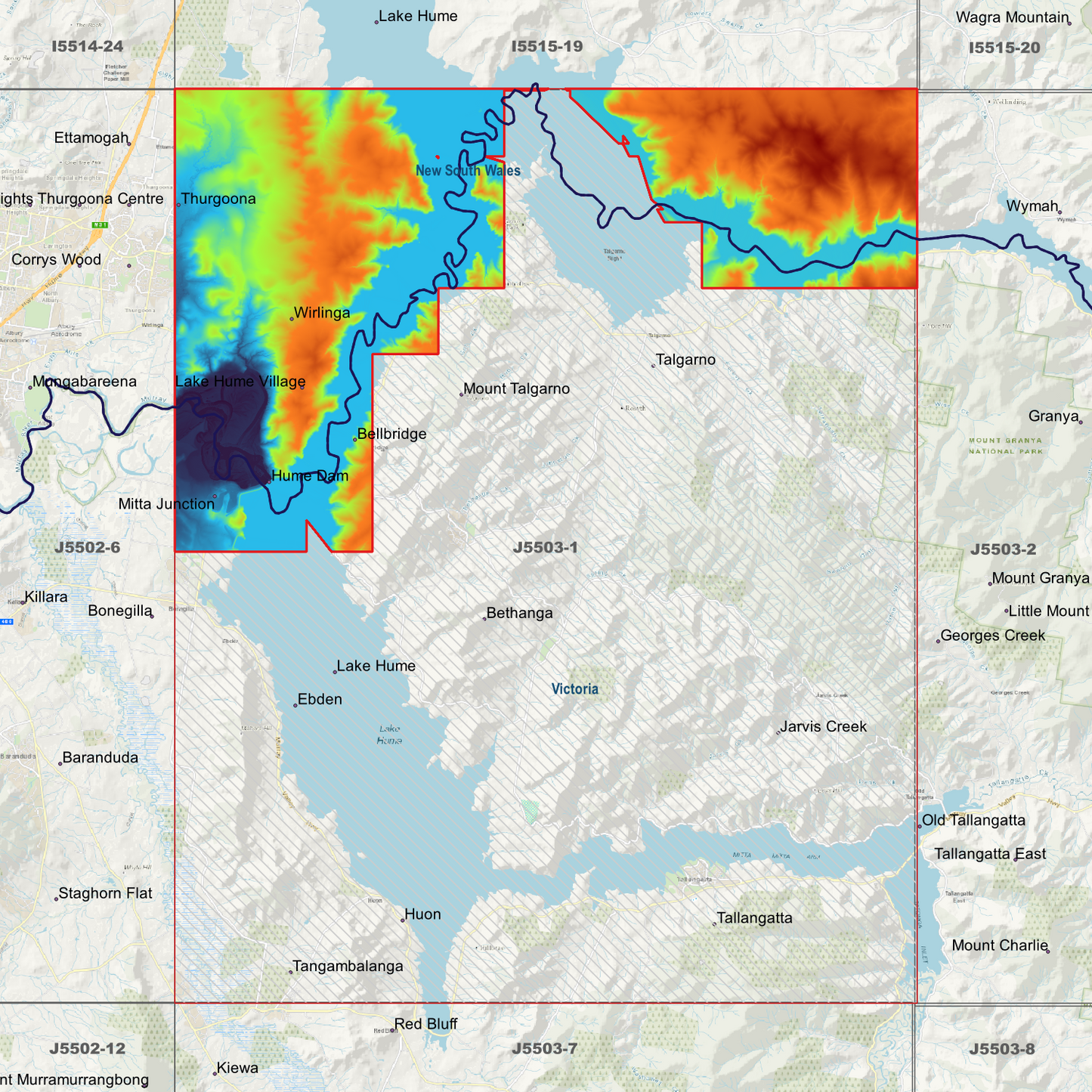 Hume Dam 1m & 2m Digital Elevation Models (J5503-1)