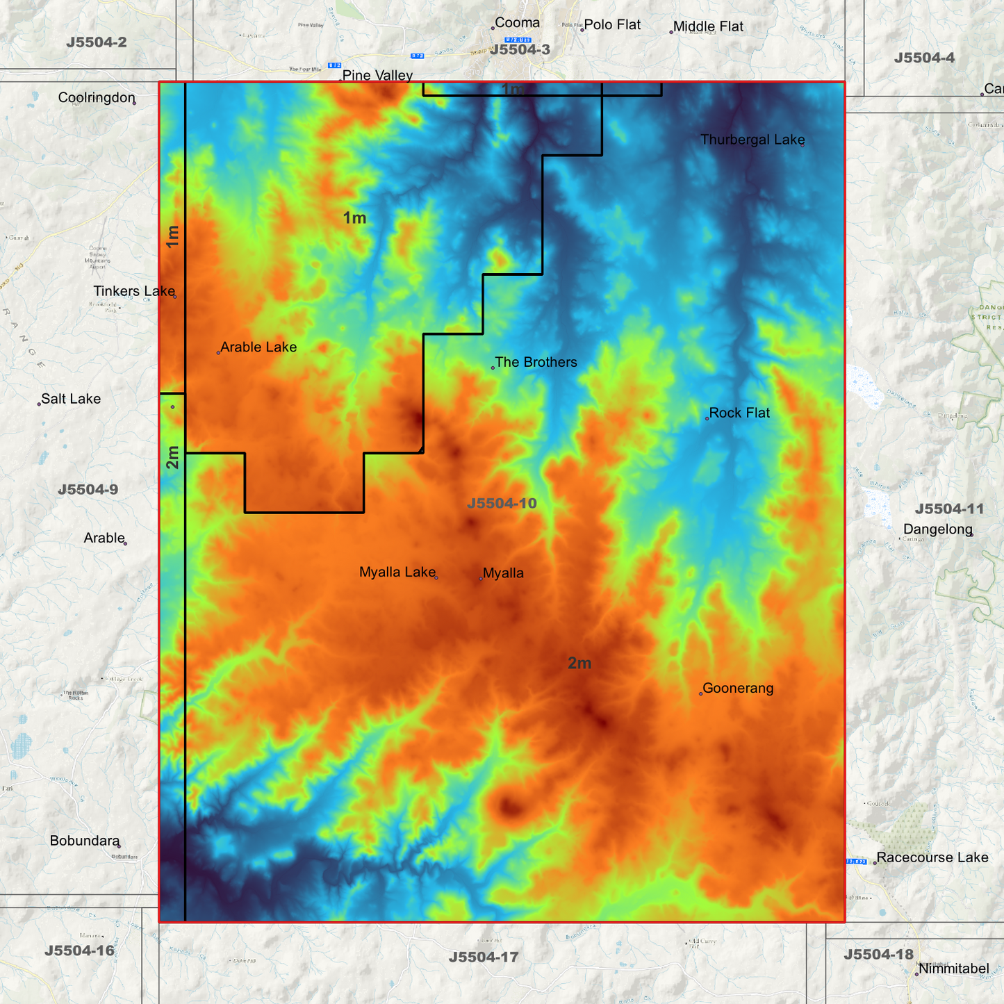 Myalla 1m & 2m Digital Elevation Models (J5504-10)