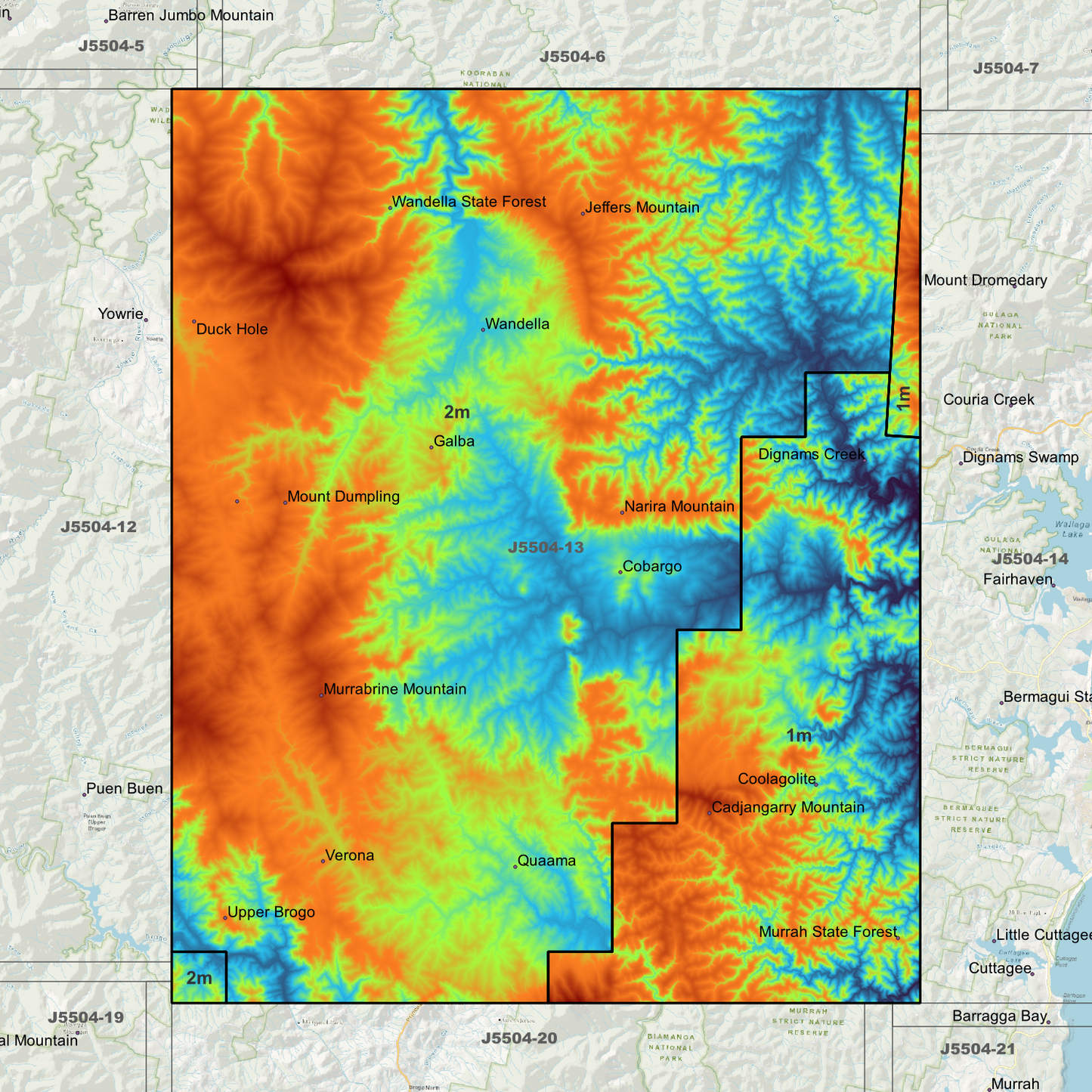 Cobargo 1m & 2m Digital Elevation Models (J5504-13)