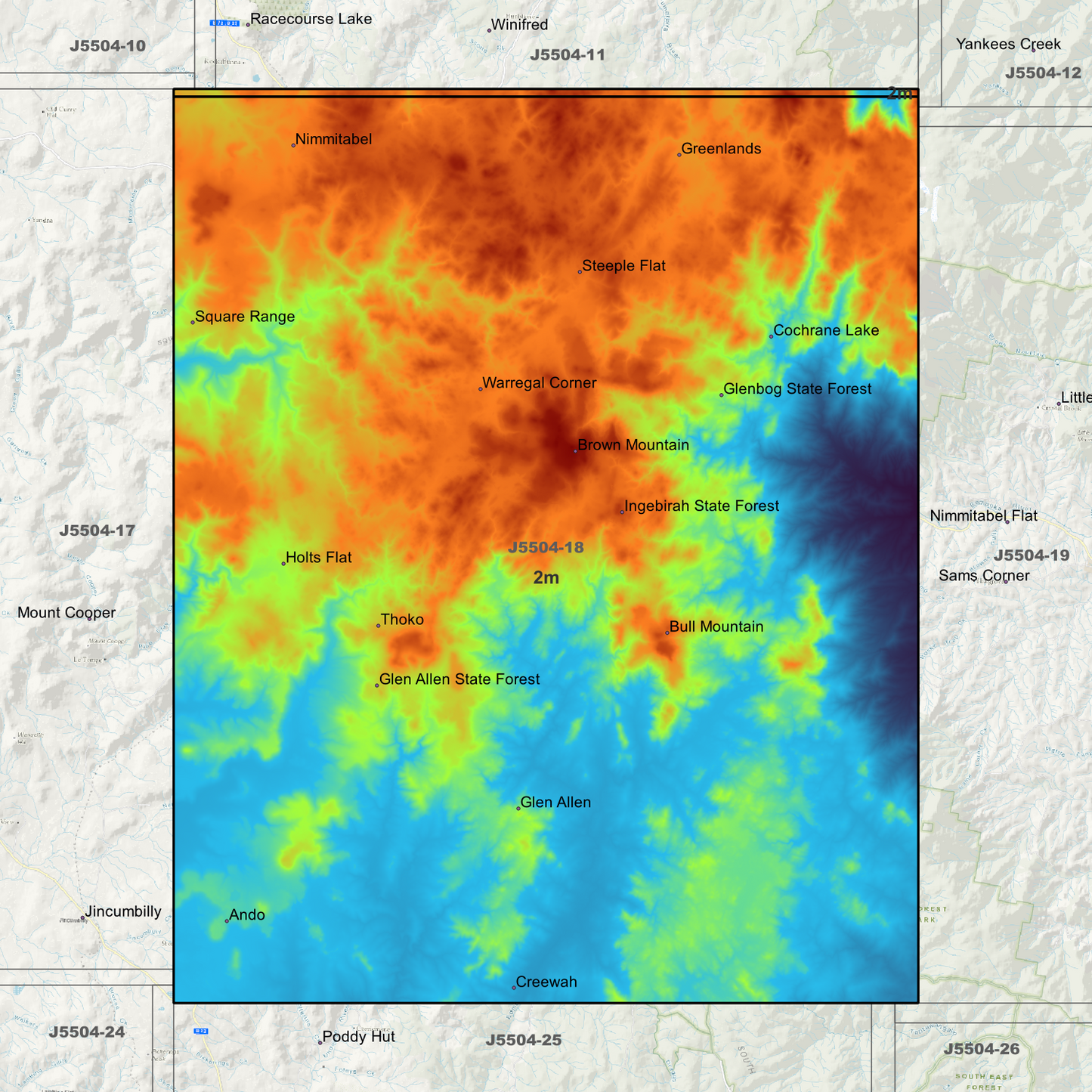 Nimmitabel 2m Digital Elevation Models (J5504-18)