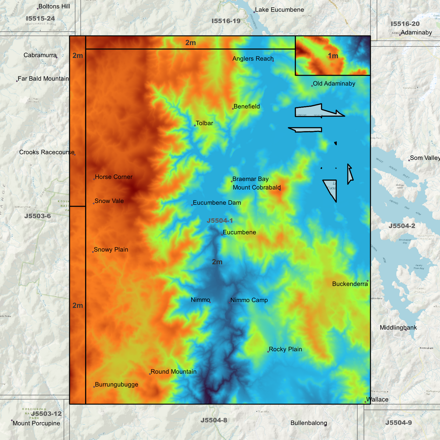 Eucumbene 1m & 2m Digital Elevation Models (J5504-1)