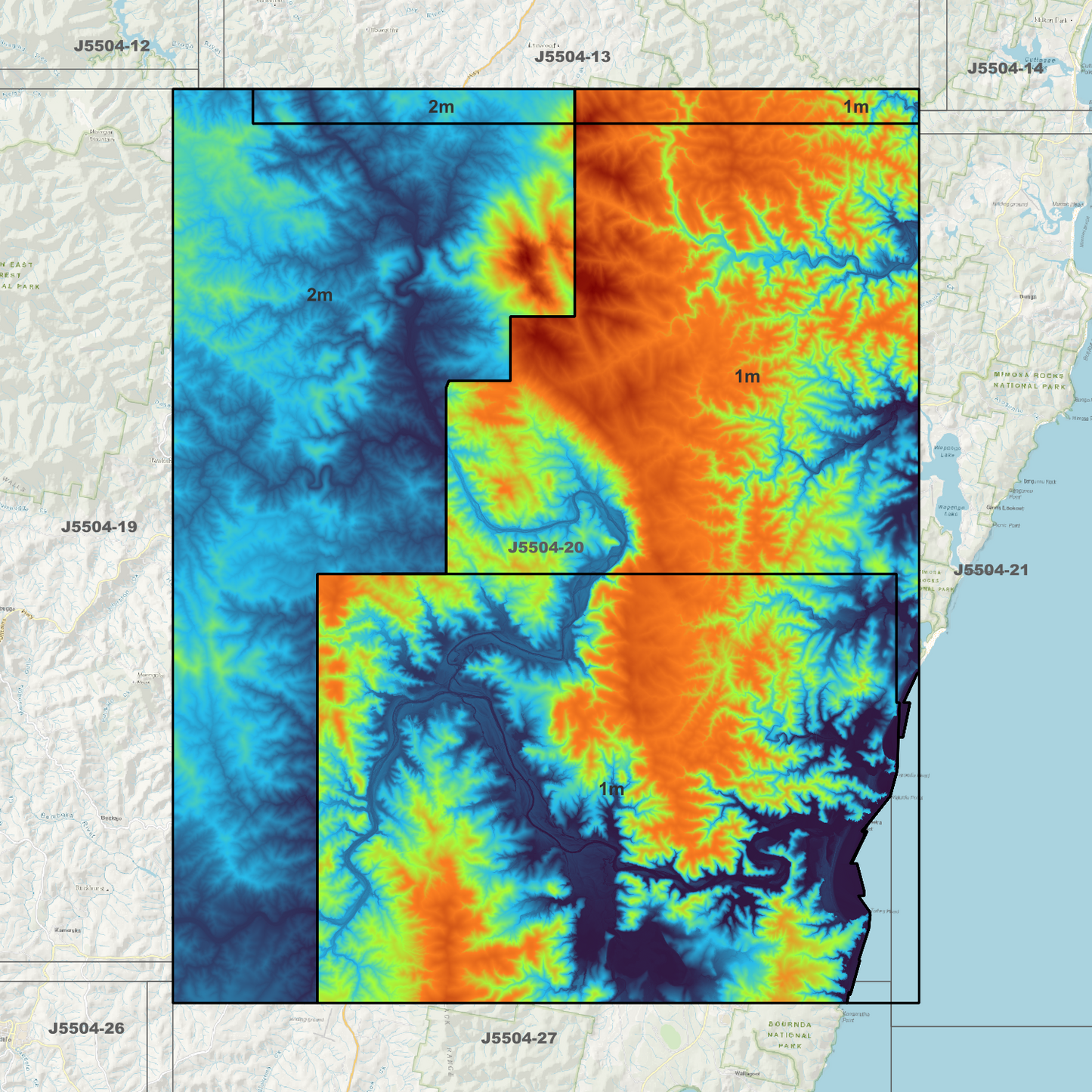 Bega 1m & 2m Digital Elevation Models (J5504-20)