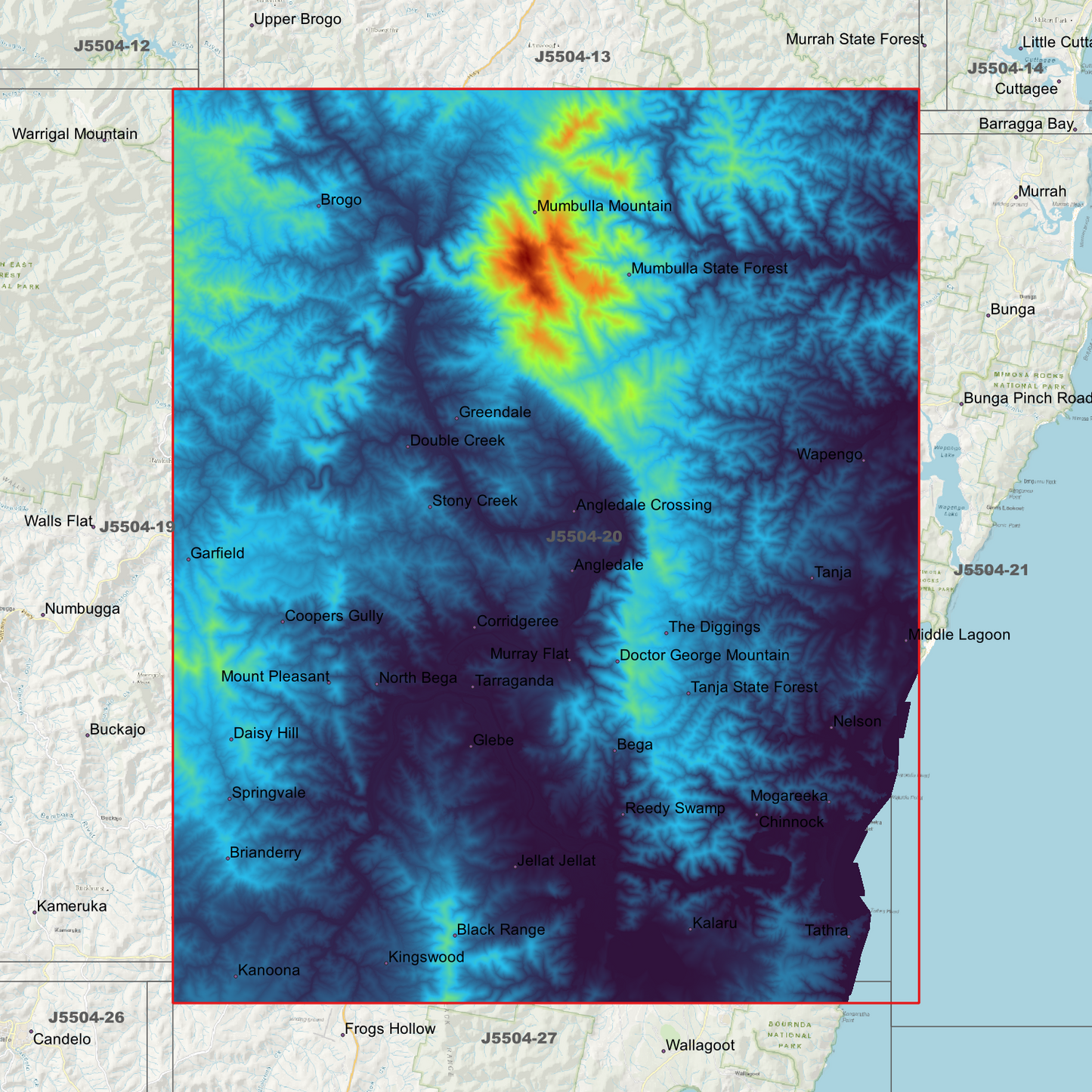 Bega 1m & 2m Digital Elevation Models (J5504-20)