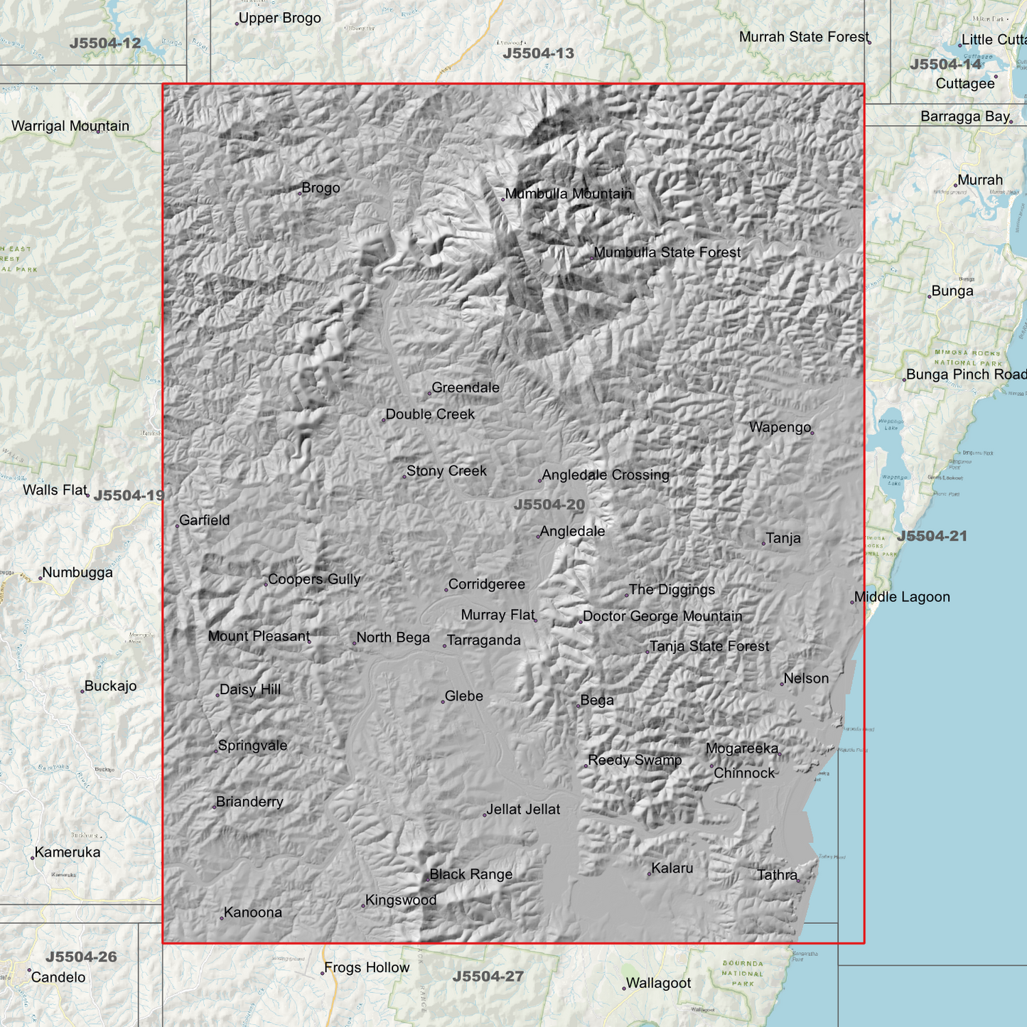 Bega 1m & 2m Digital Elevation Models (J5504-20)