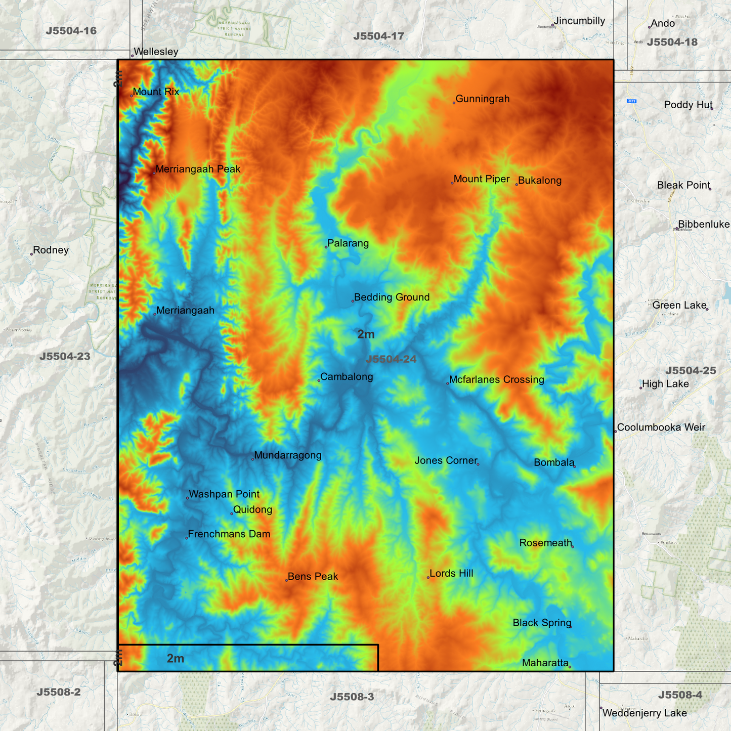 Bombala 2m Digital Elevation Models (J5504-24)