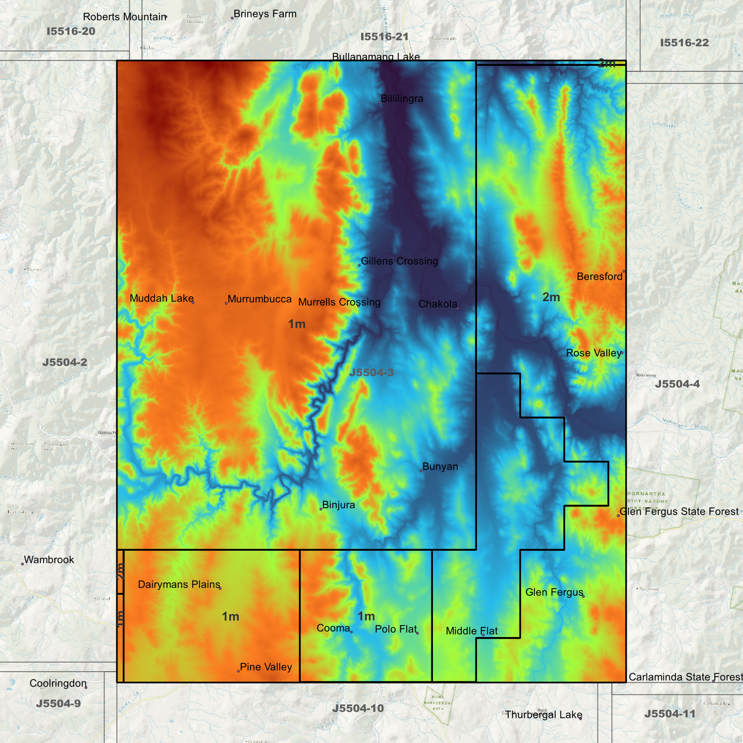 Cooma 1m & 2m Digital Elevation Models (J5504-3)