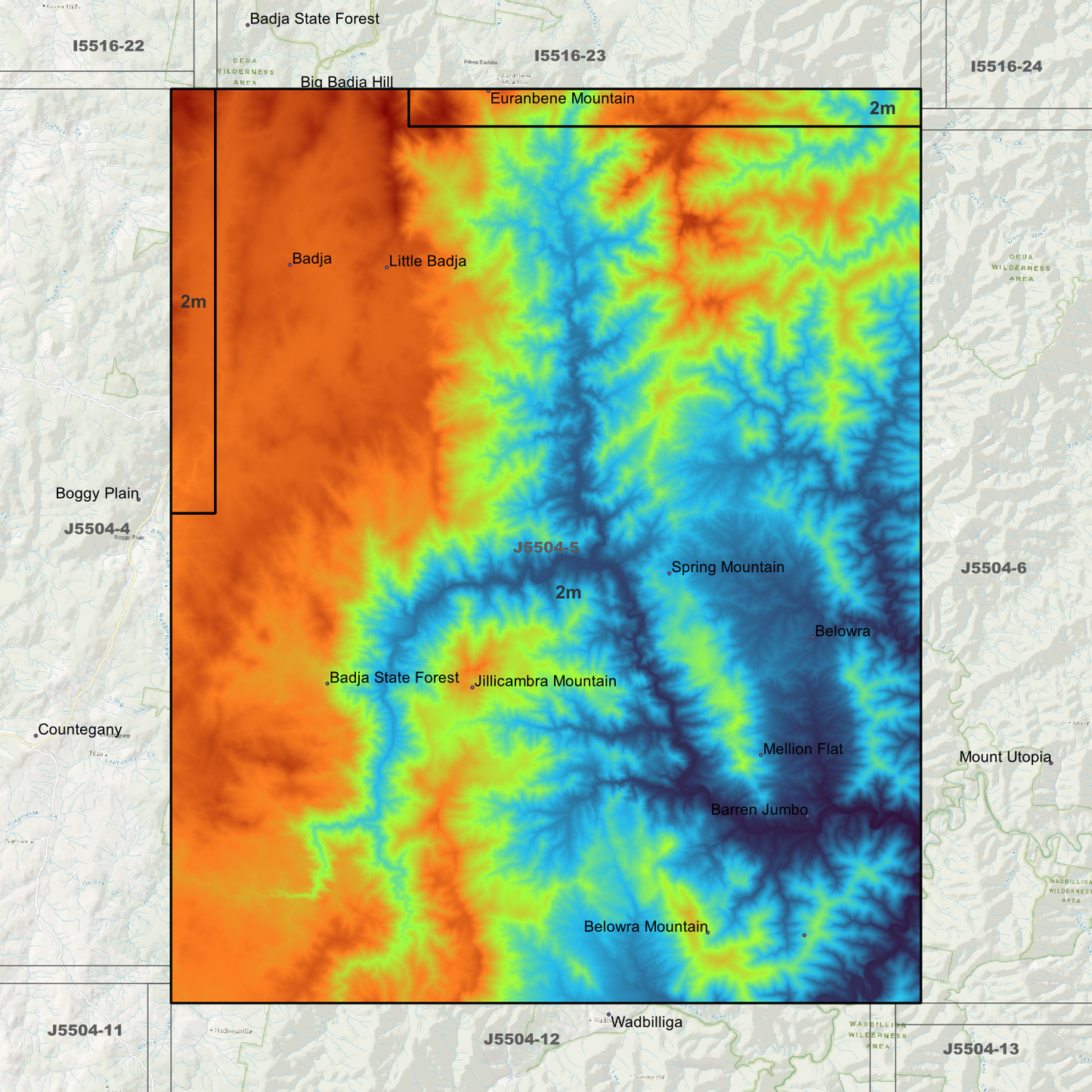 Badja 2m Digital Elevation Models (J5504-5)