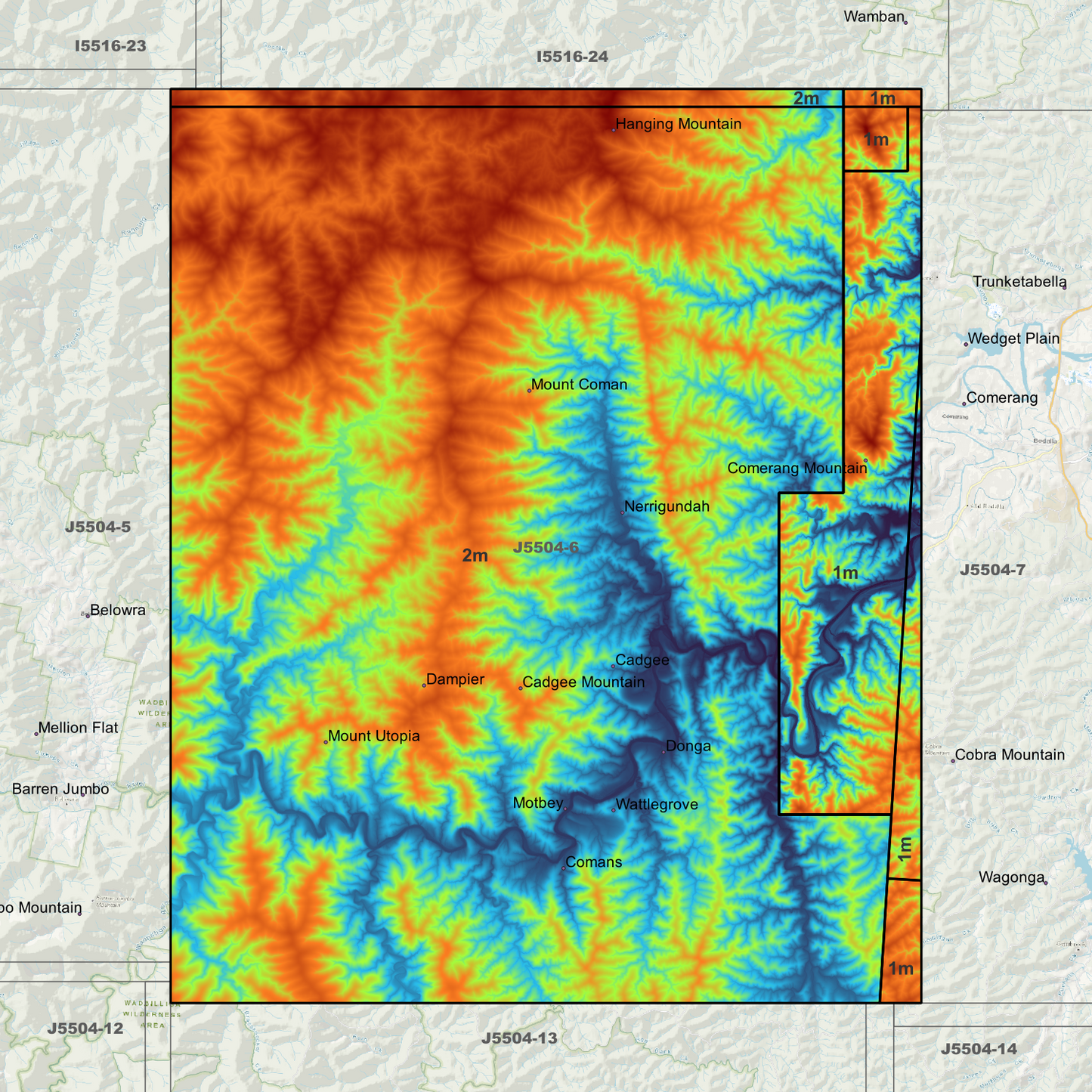 Cadgee 1m & 2m Digital Elevation Models (J5504-6)