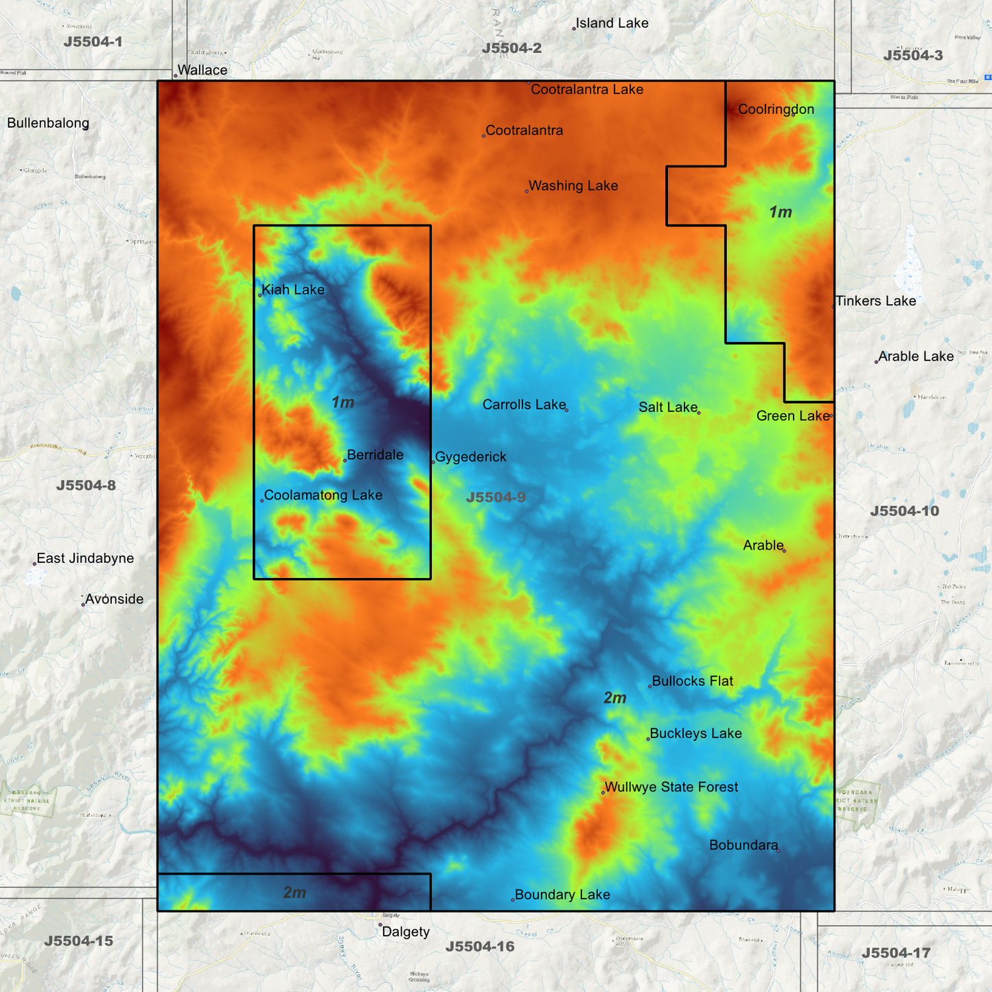 Berridale 1m & 2m Digital Elevation Models (J5504-9)