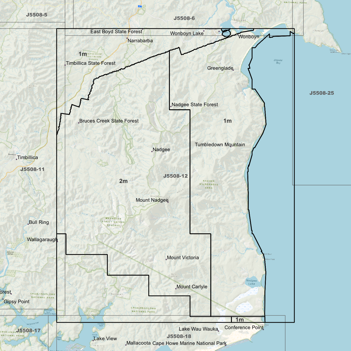 Nadgee 1m & 2m Digital Elevation Models (J5508-12)