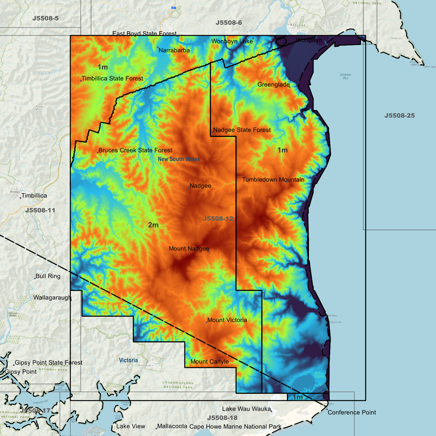 Nadgee 1m & 2m Digital Elevation Models (J5508-12)