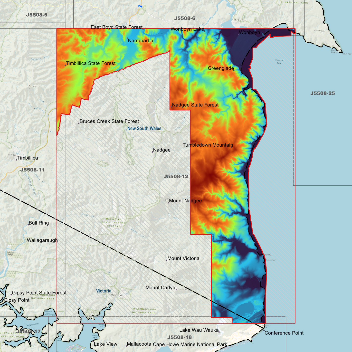 Nadgee 1m & 2m Digital Elevation Models (J5508-12)