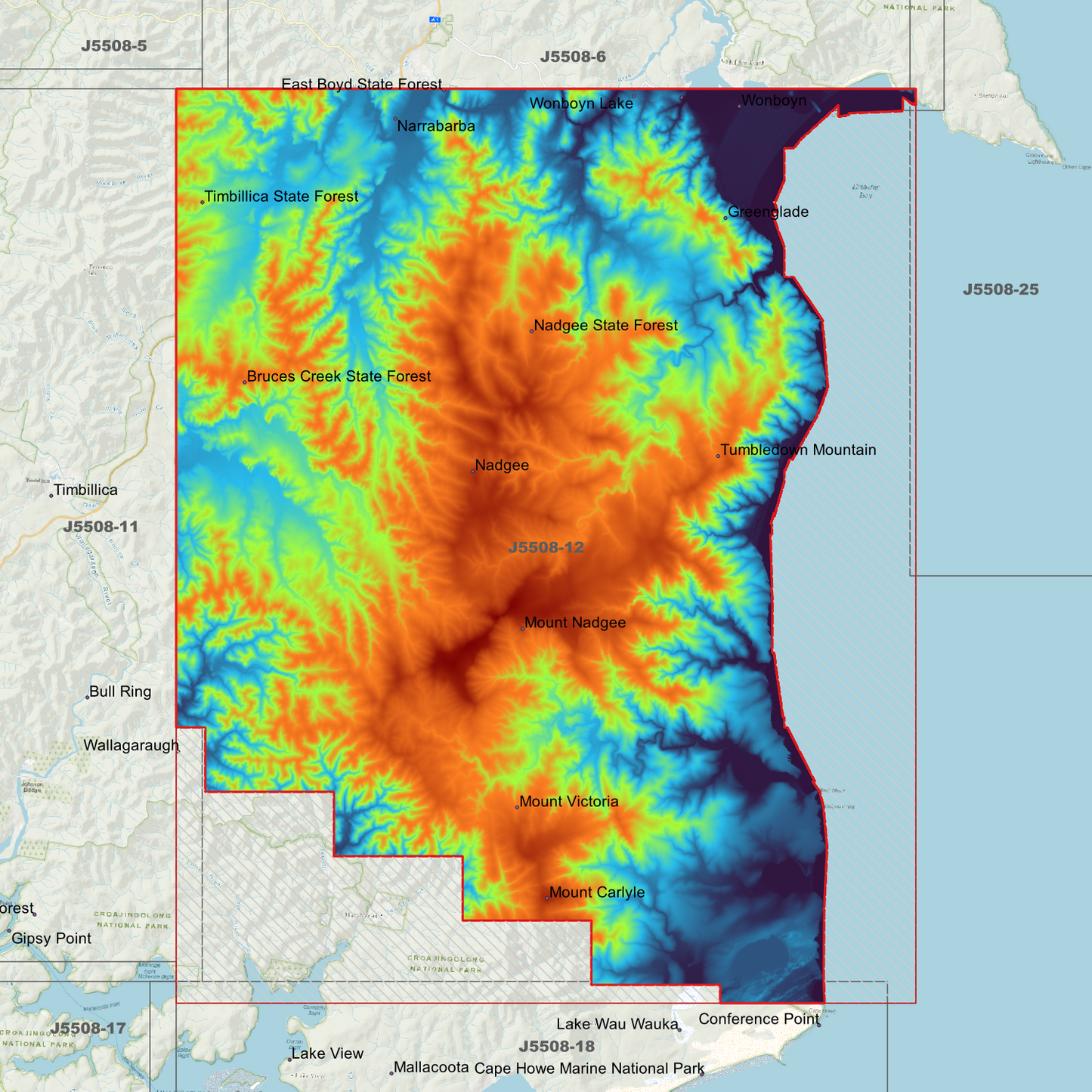Nadgee 1m & 2m Digital Elevation Models (J5508-12)