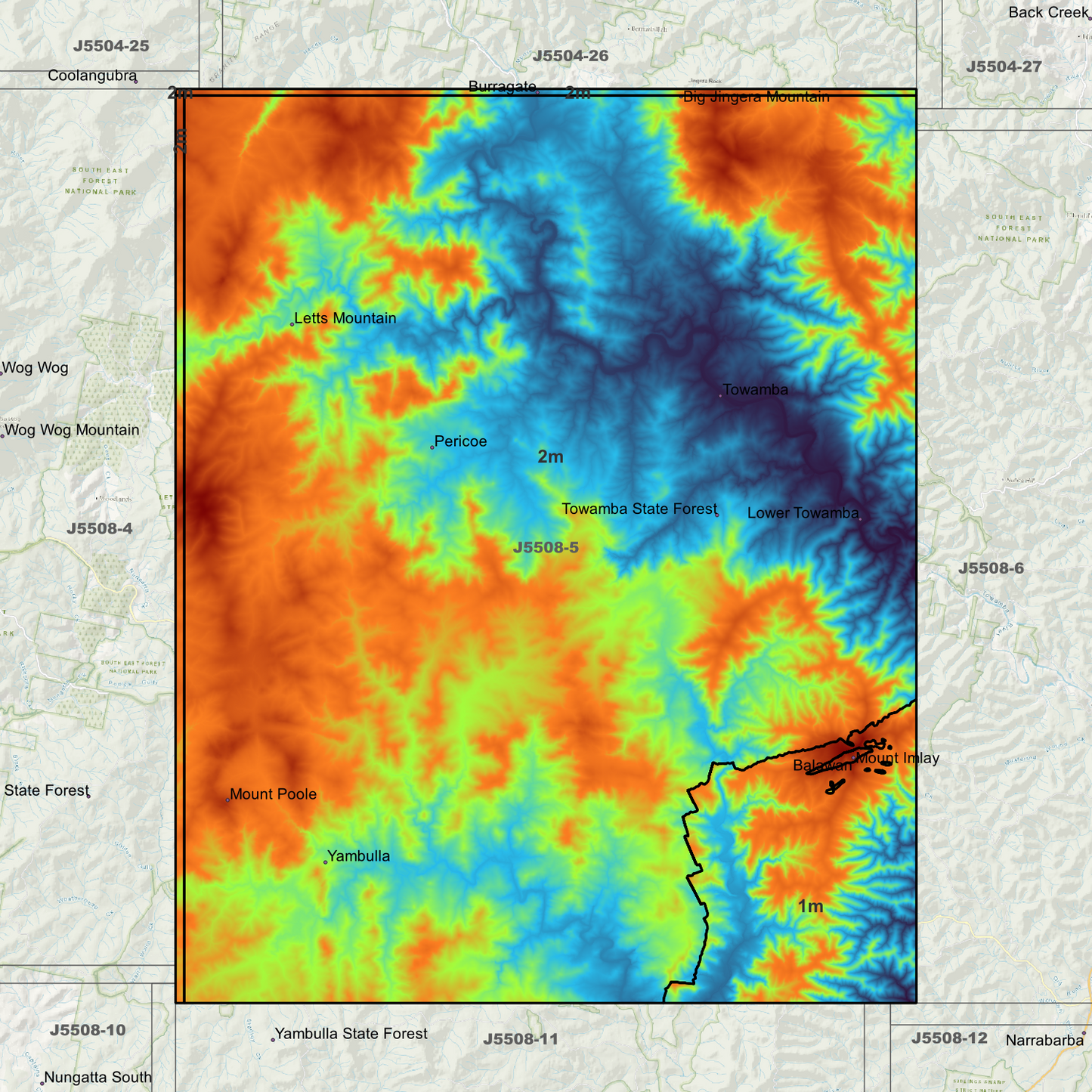 Towamba 1m & 2m Digital Elevation Models (J5508-5)