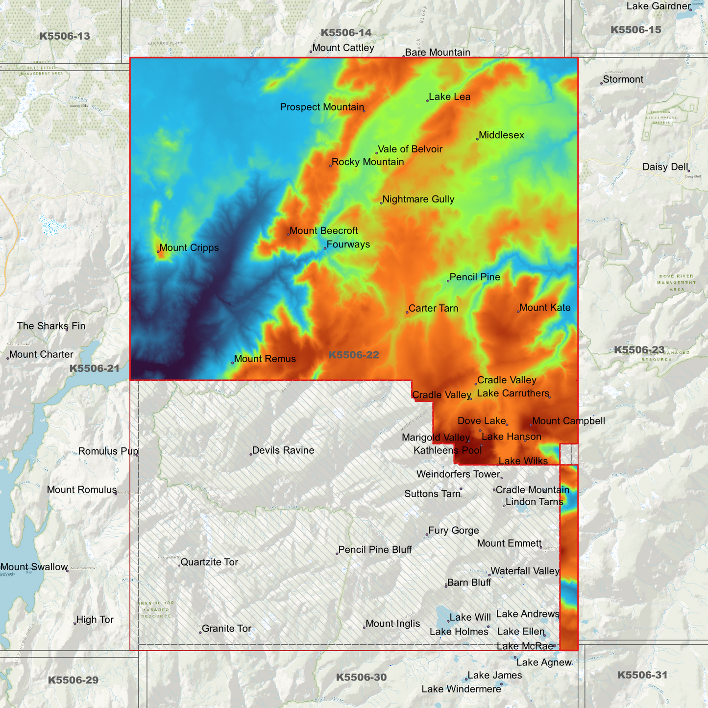 Cradle Mountain 1m Digital Elevation Model (K5506-22)