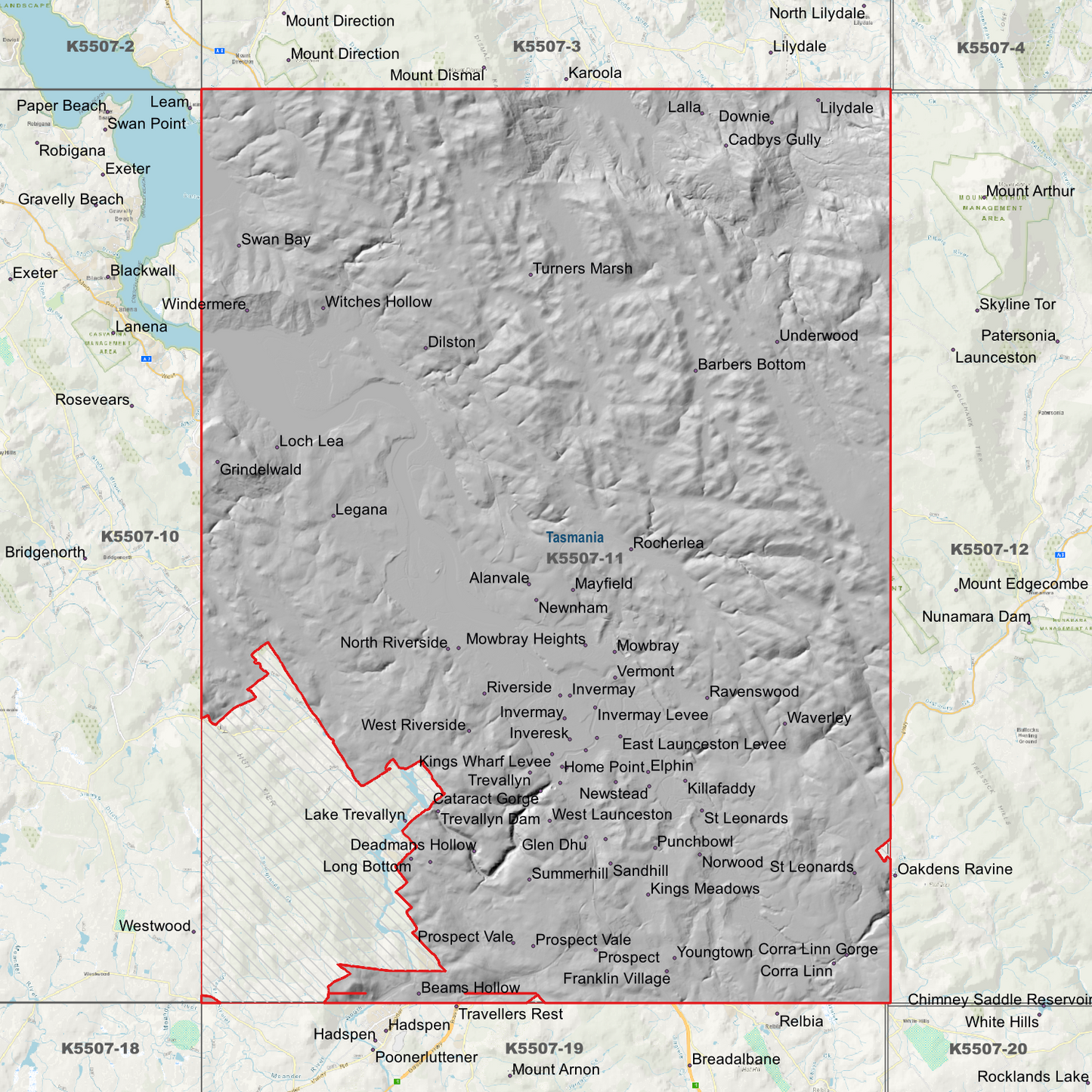 Launceston 1m Digital Elevation Model (K5507-11)