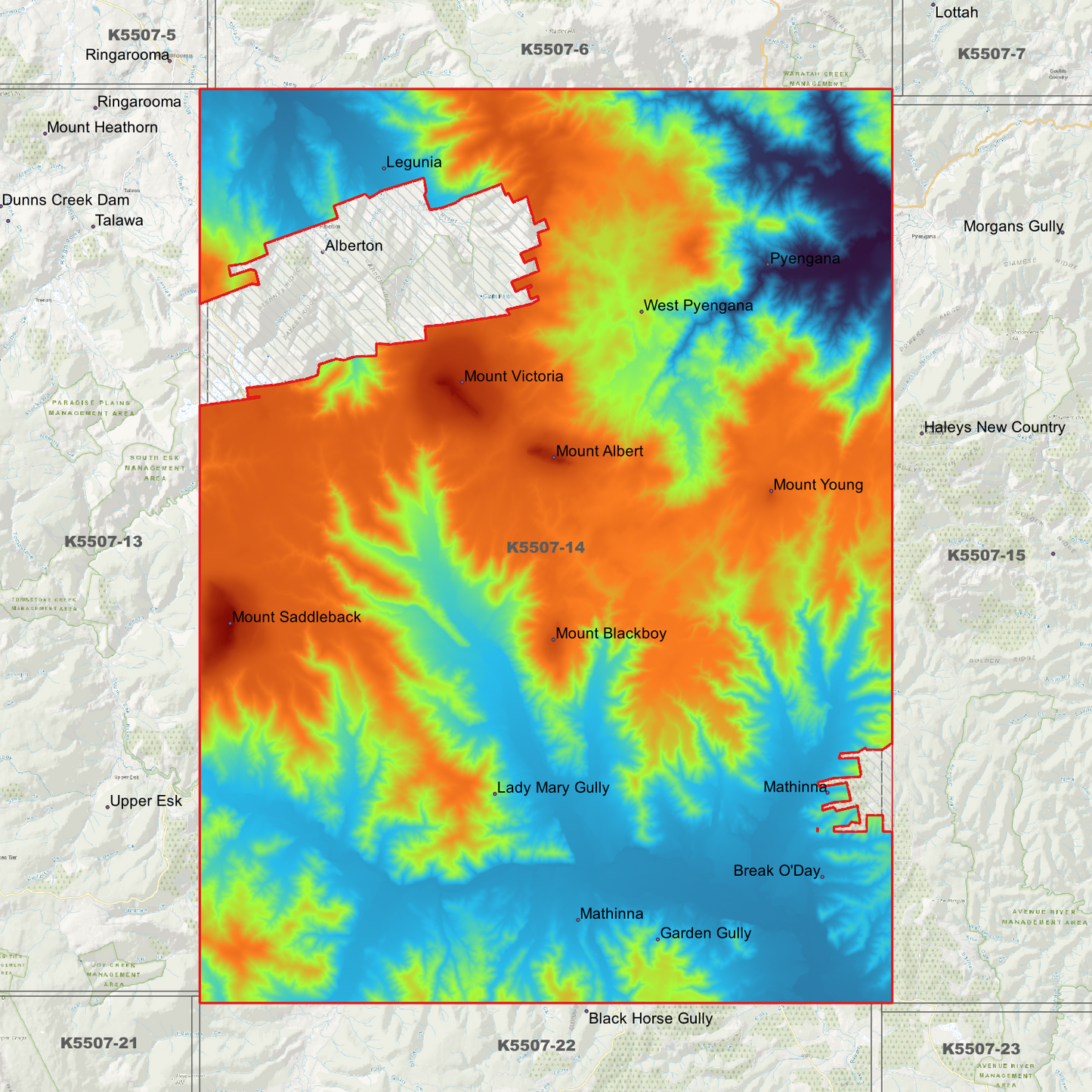 Blue Tier 1m Digital Elevation Model (K5507-14)