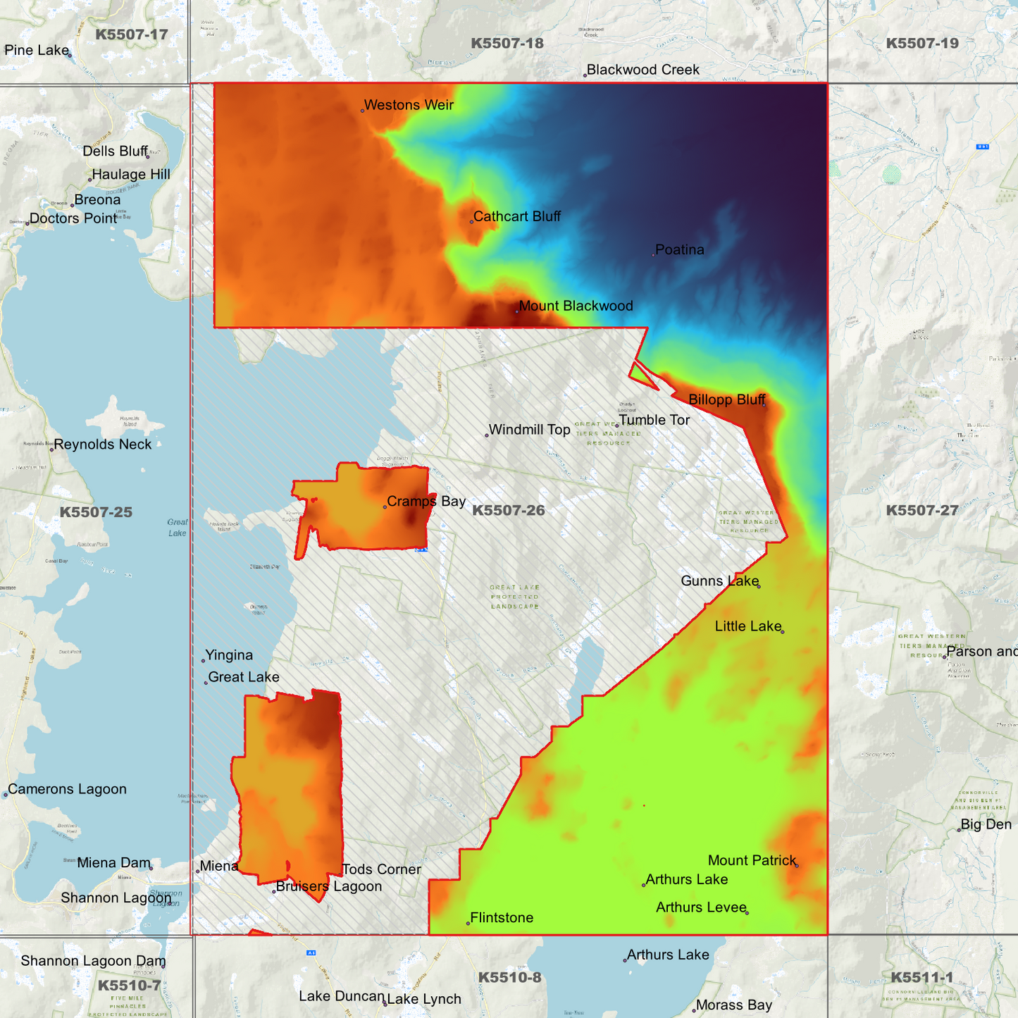 Great Western Tiers 1m Digital Elevation Model (K5507-26)