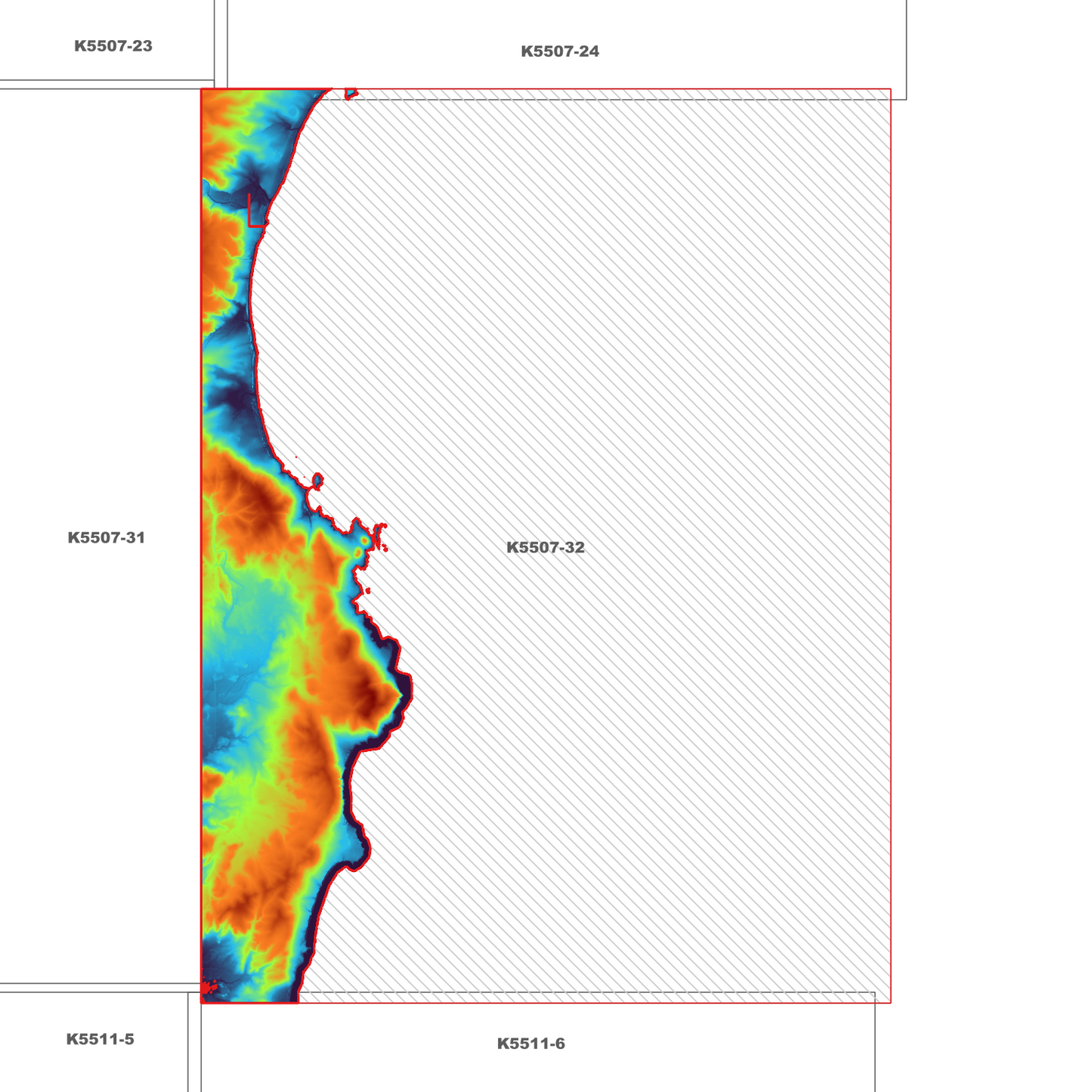 Bicheno 1m Digital Elevation Model (K5507-32)