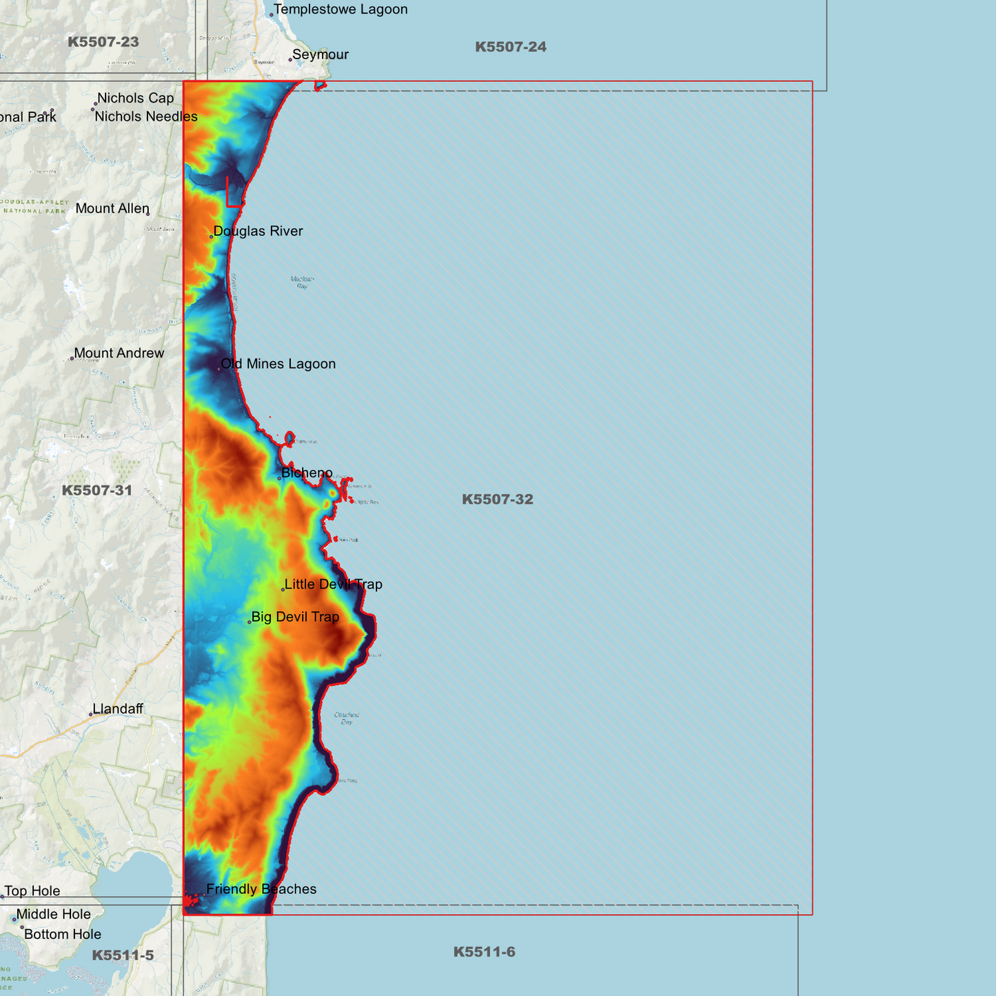 Bicheno 1m Digital Elevation Model (K5507-32)